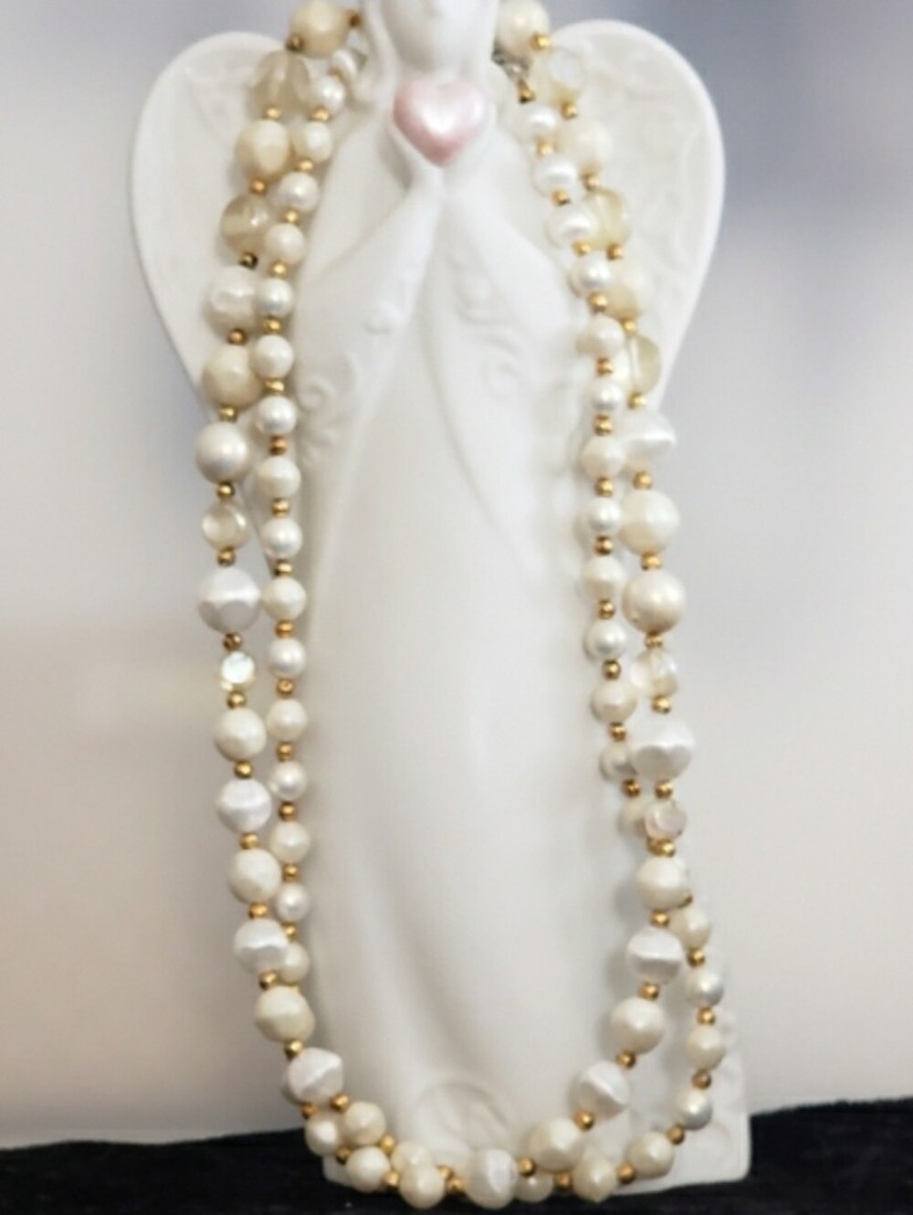 Elegant Pearl And Gold Bead Spacer Necklace
